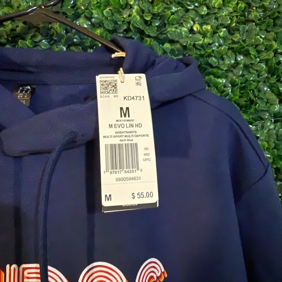 Adidas Navy Blue Hoodie with Orange Logo - Picture 3 of 3